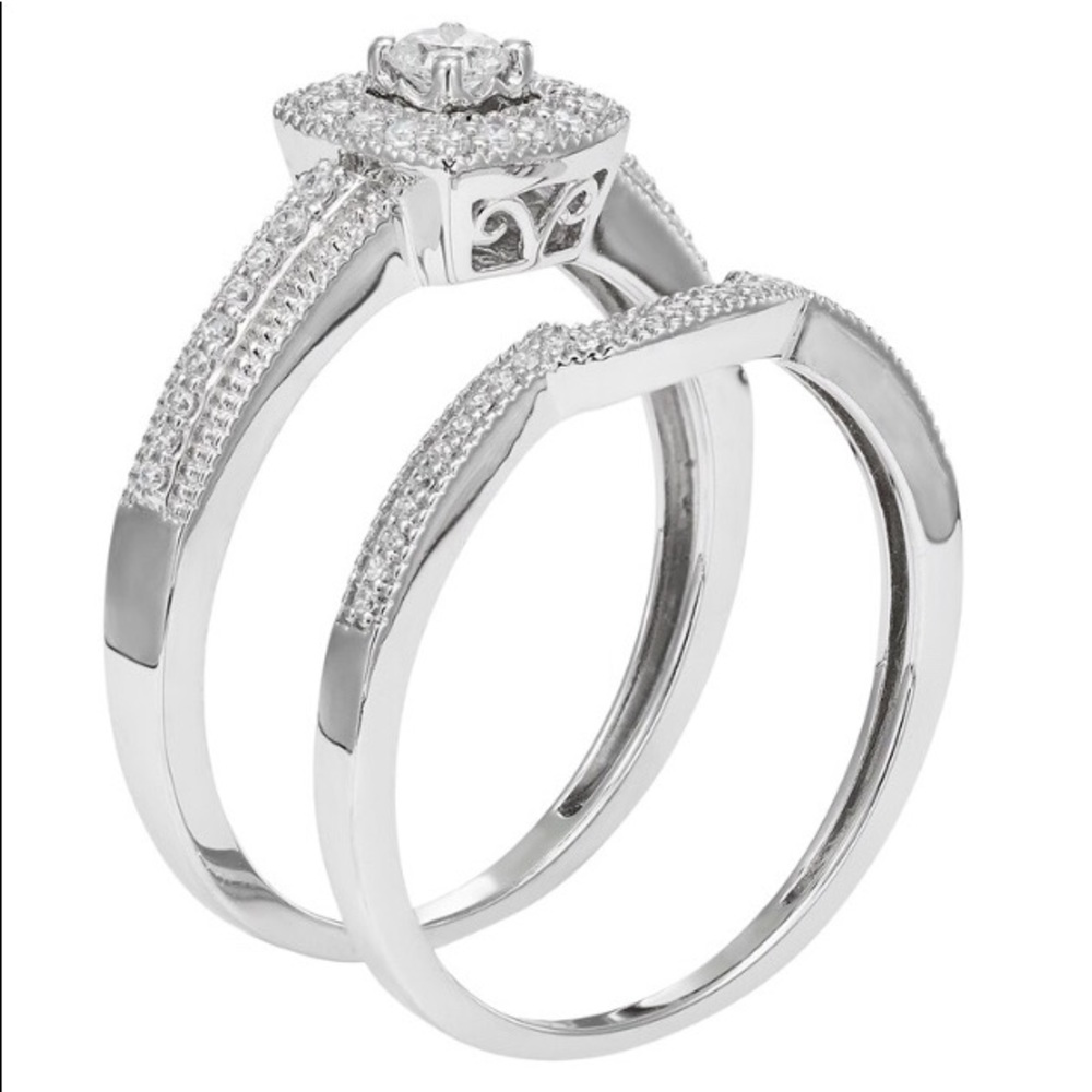 🎉HP🎉 1/3 CTTW Diamond 10K White Gold Bridal Set - Picture 6 of 11
